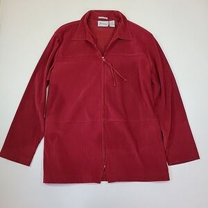 Joanna Ladies Stretch Jacket Cranberry Size M Zipper Front